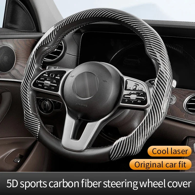 Universal Matte Carbon Fiber Silicone Steering Wheel Cover