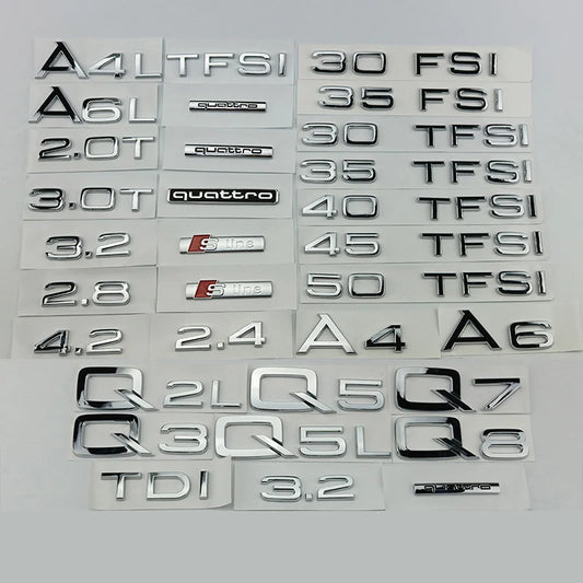 3D Letters Numbers Emblem Stickers for Audi