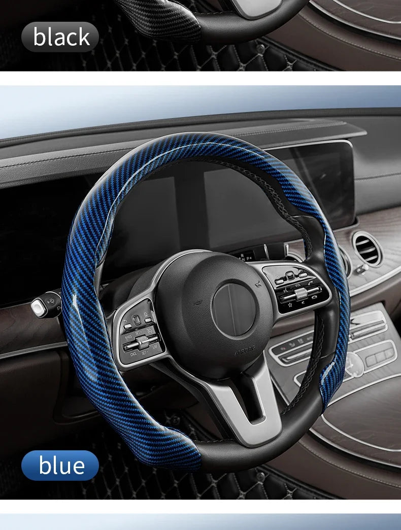 Universal Matte Carbon Fiber Silicone Steering Wheel Cover