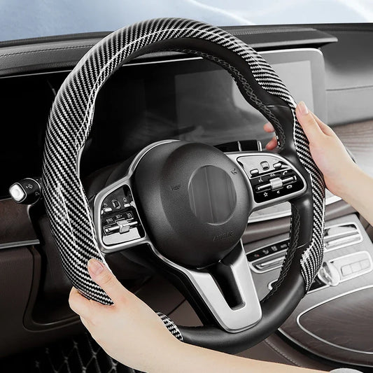 Universal Matte Carbon Fiber Silicone Steering Wheel Cover