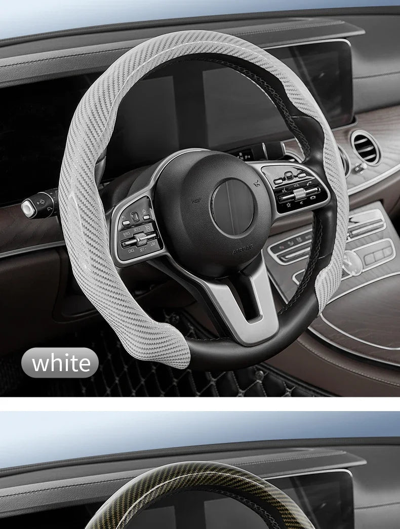 Universal Matte Carbon Fiber Silicone Steering Wheel Cover