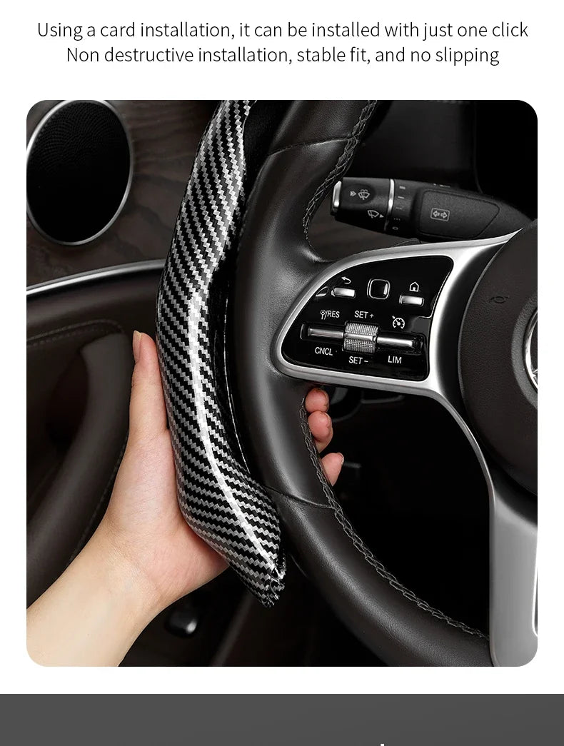 Universal Matte Carbon Fiber Silicone Steering Wheel Cover