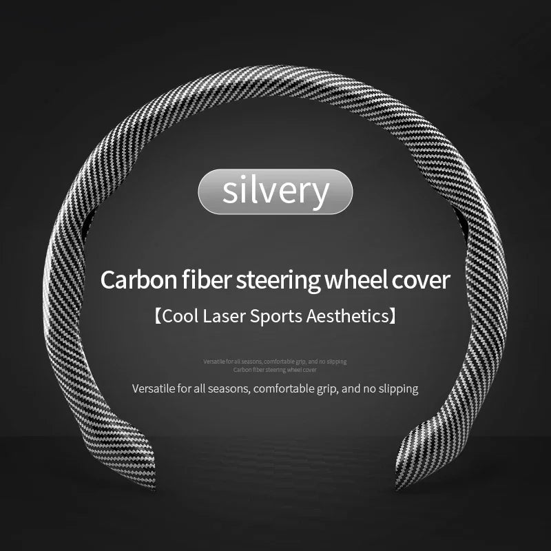 Universal Matte Carbon Fiber Silicone Steering Wheel Cover