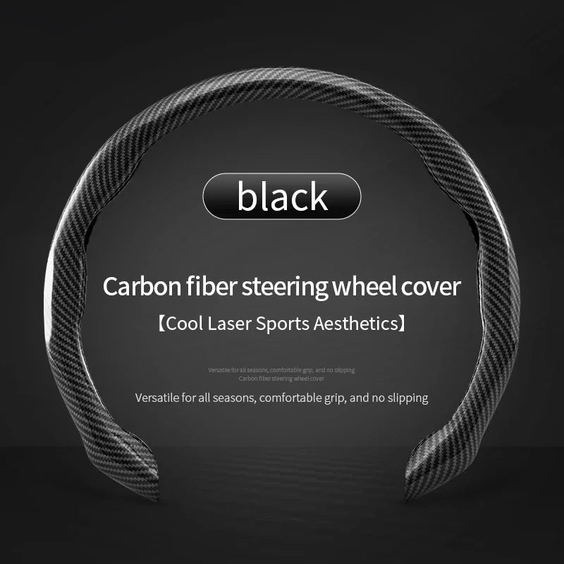 Universal Matte Carbon Fiber Silicone Steering Wheel Cover