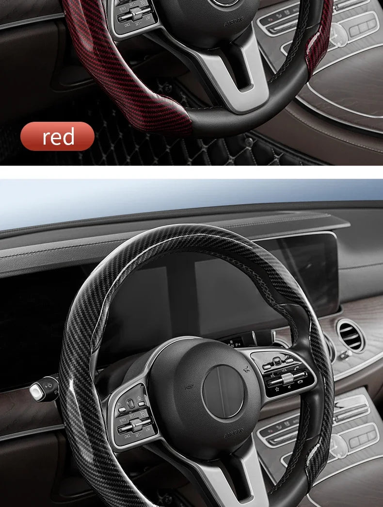 Universal Matte Carbon Fiber Silicone Steering Wheel Cover